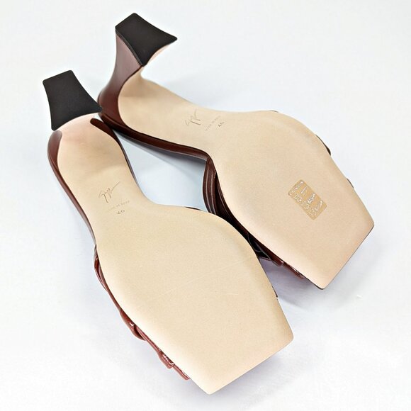 Giuseppe Zanotti Vanilla 85 Knotted Bow Mule Sandals Cacao Size 40 (MSRP $895) - Picture 9 of 11